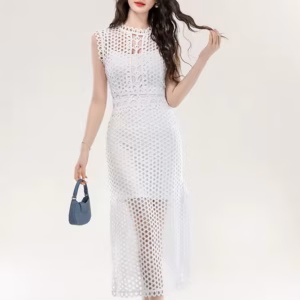 Elegant Chic Hollow Out O-Neck Sleeveless Sling Skinny 2 Piece Set