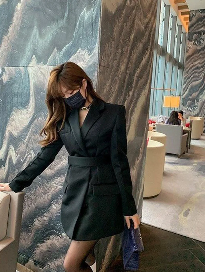 Elegant Chic Office Style High End Waist Slight Stretch Slim Blazer - Image 2