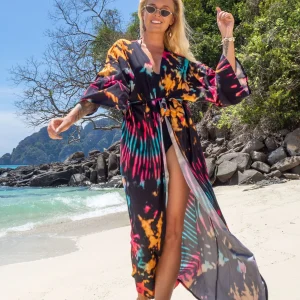 Elegant Cover Up Printed Kimono for Sea Boho Cover up Long Swimsuit