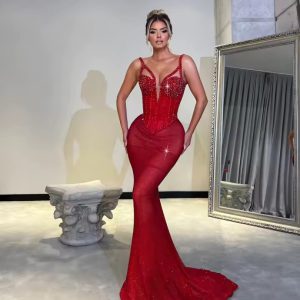 Elegant Fashion Sparkling Mermaid Sequins Strappy Sleeveless Maxi Dress Gown