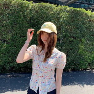 Elegant Floral Sweet Casual Short Sleeve Slim Vintage Retro Tops