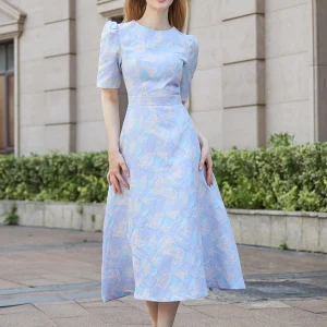 Elegant Flower Casual O-Neck Temperament Evening Party Dresses