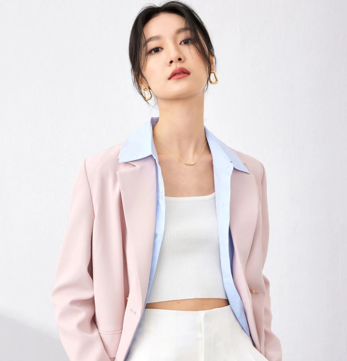 Elegant Formal Notch Collar Loose Office Style Outerwear Blazer - Image 3