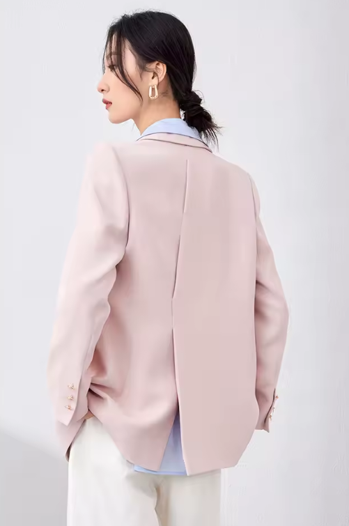 Elegant Formal Notch Collar Loose Office Style Outerwear Blazer - Image 4