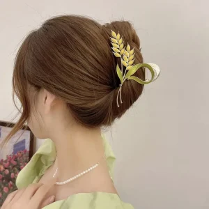 Elegant Geometric Clip Metal Crab Headwear Wheat Ears Hair Claws Hairpins