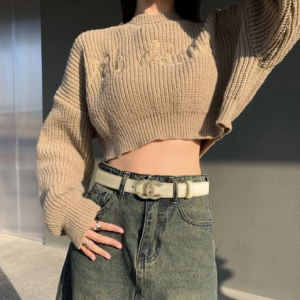 Elegant Geometric PU Leather Trendy Fashionable Simple Design Versatile Leather Belt 