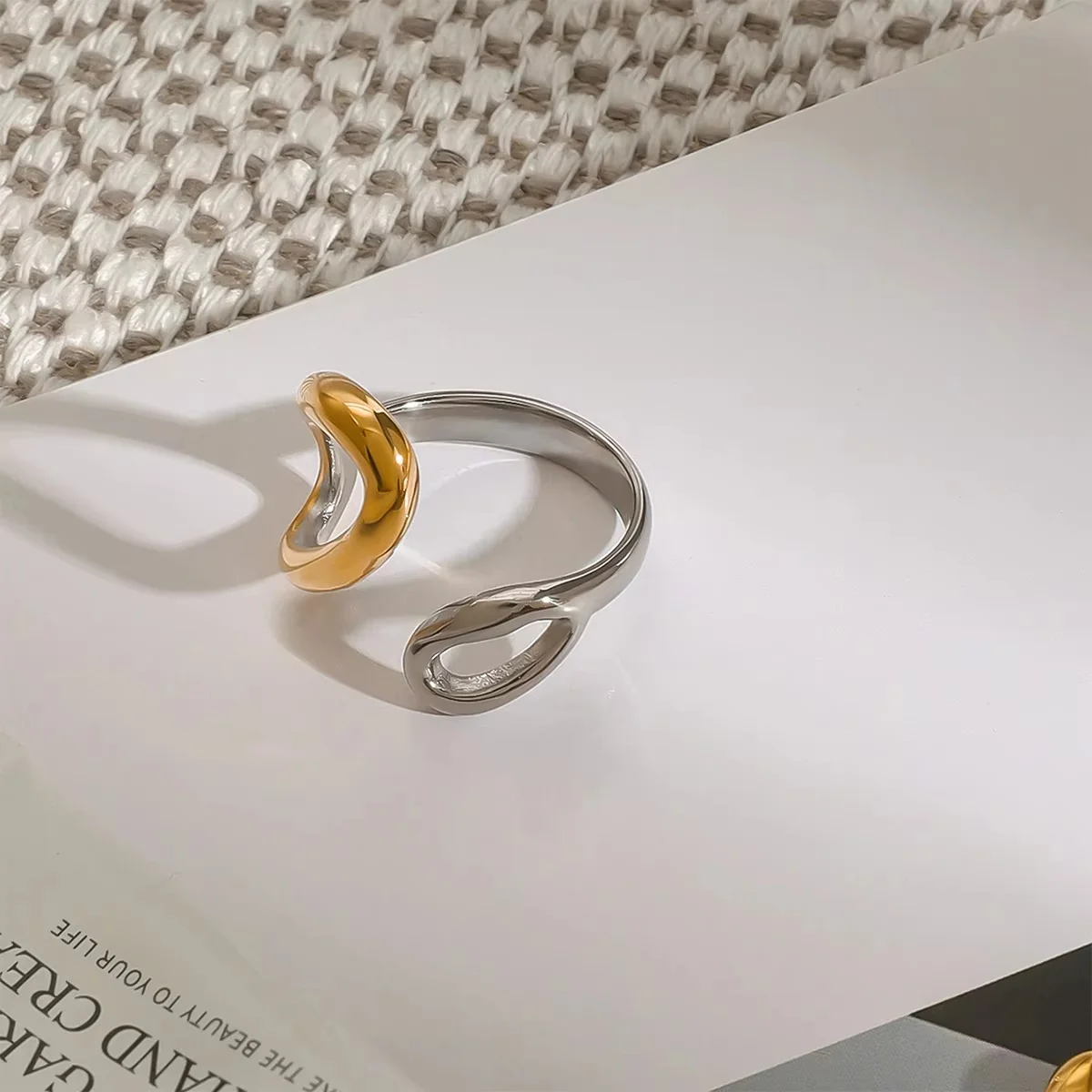 Elegant Geometric Stainless Steel Plated High Quality Charm Stylish Hollow Adjustable Open Ring - Image 4