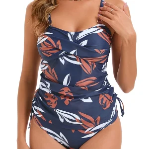 Elegant High Waist Bathing Printed Tankini Set Two Pieces Swimsuit