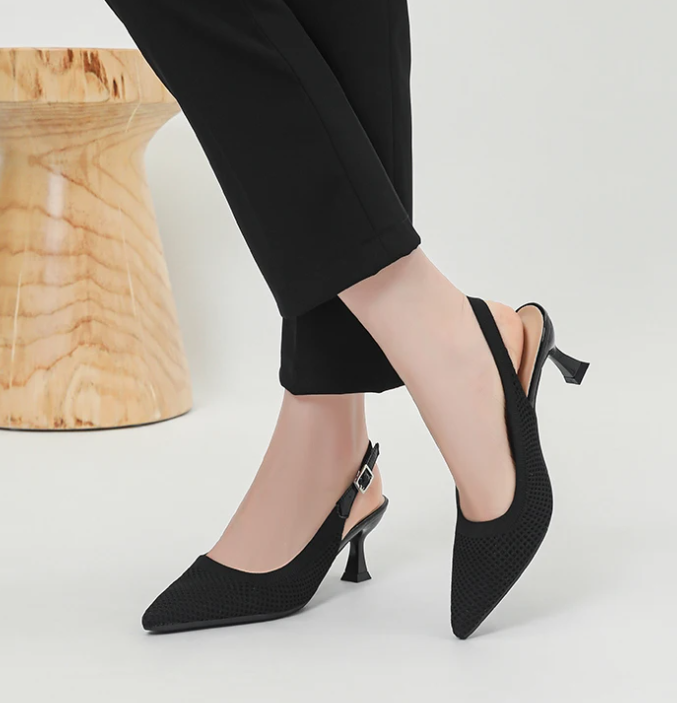 Elegant Large Heel Sandals Knitted Hollow Breathable High Heels Pumps - Image 10