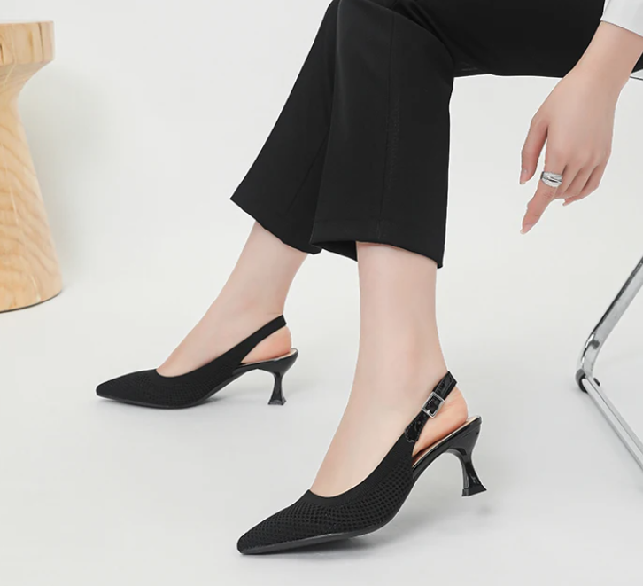 Elegant Large Heel Sandals Knitted Hollow Breathable High Heels Pumps - Image 12