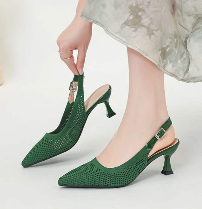 Elegant Large Heel Sandals Knitted Hollow Breathable High Heels Pumps - Image 6