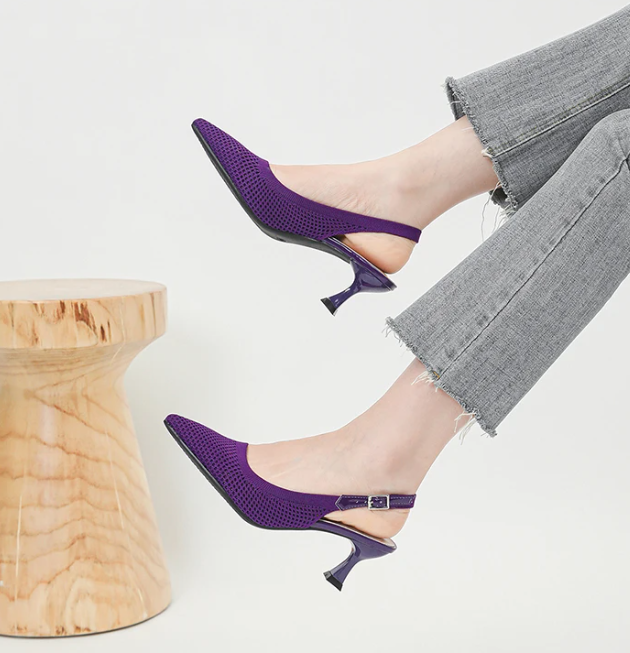 Elegant Large Heel Sandals Knitted Hollow Breathable High Heels Pumps - Image 14