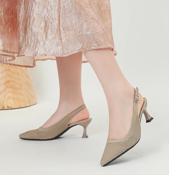 Elegant Large Heel Sandals Knitted Hollow Breathable High Heels Pumps - Image 19