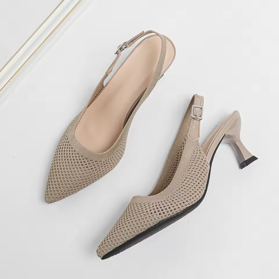 Elegant Large Heel Sandals Knitted Hollow Breathable High Heels Pumps - Image 26