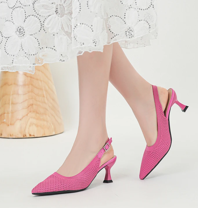 Elegant Large Heel Sandals Knitted Hollow Breathable High Heels Pumps - Image 21