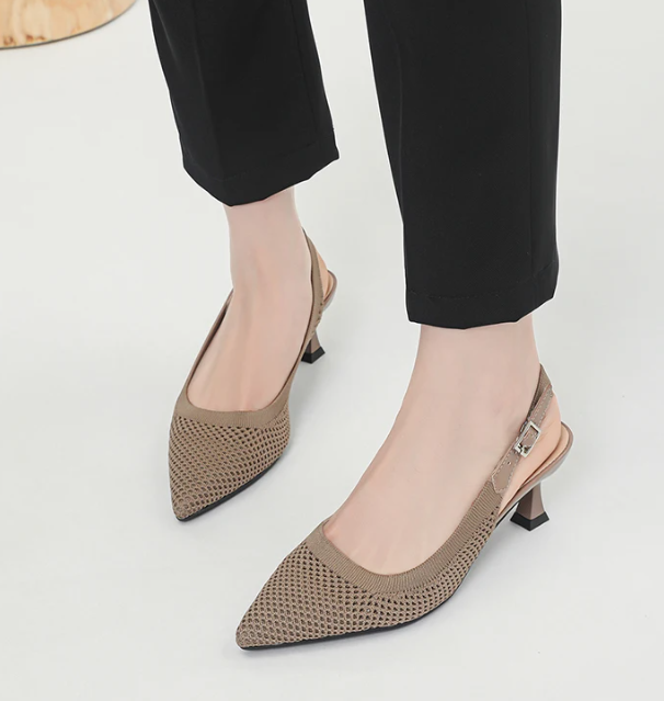 Elegant Large Heel Sandals Knitted Hollow Breathable High Heels Pumps - Image 7