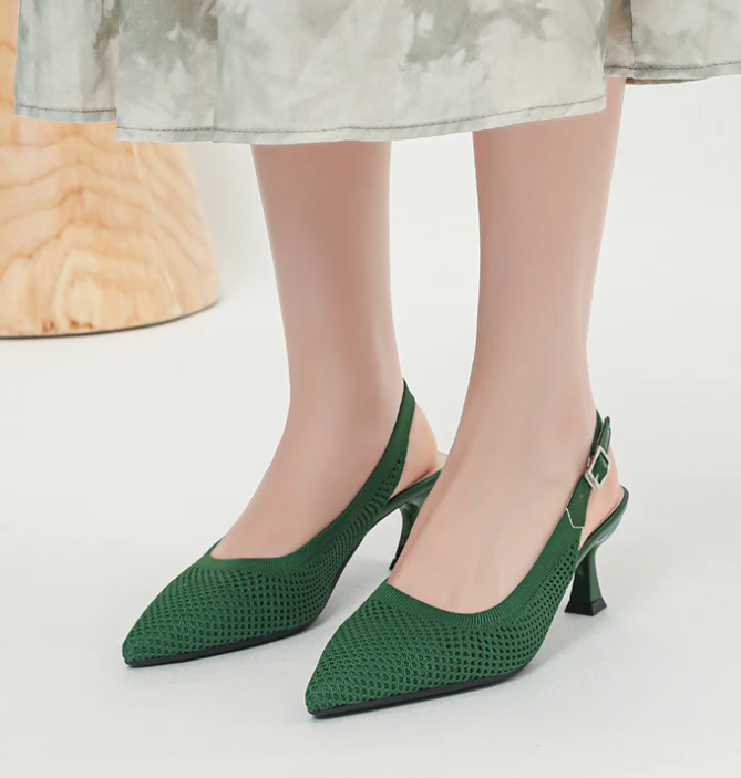 Elegant Large Heel Sandals Knitted Hollow Breathable High Heels Pumps - Image 5