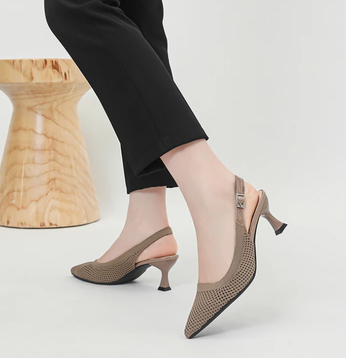 Elegant Large Heel Sandals Knitted Hollow Breathable High Heels Pumps - Image 8