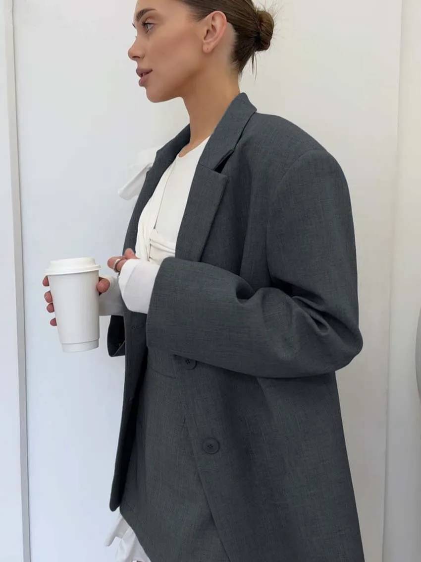 Elegant Long Sleeve Ruffled Button Blazers High Waist Mini Skirts Sets - Image 8