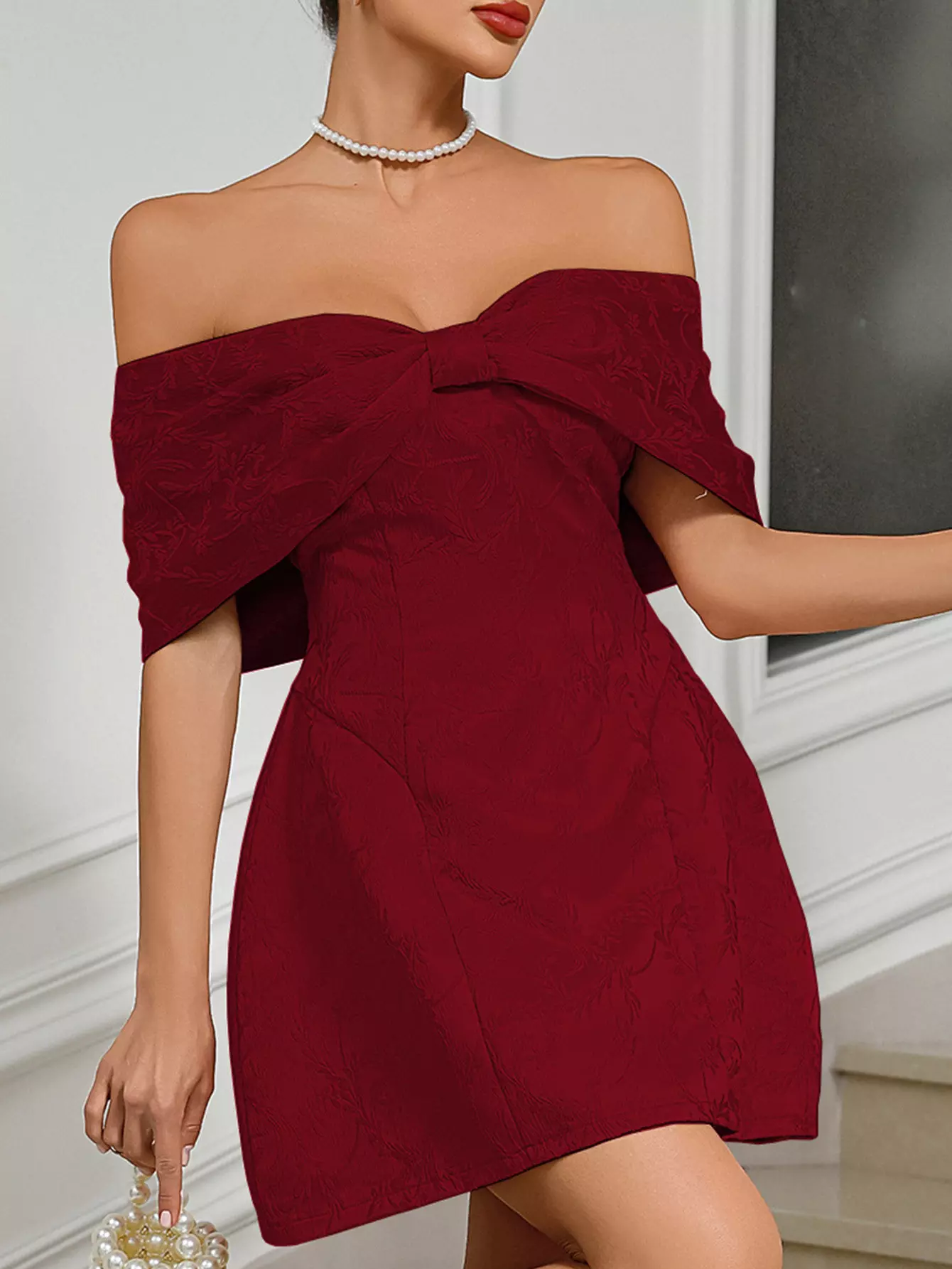 Elegant Off-Shoulder Backless Zipper Party Mini Party Dress - Image 7