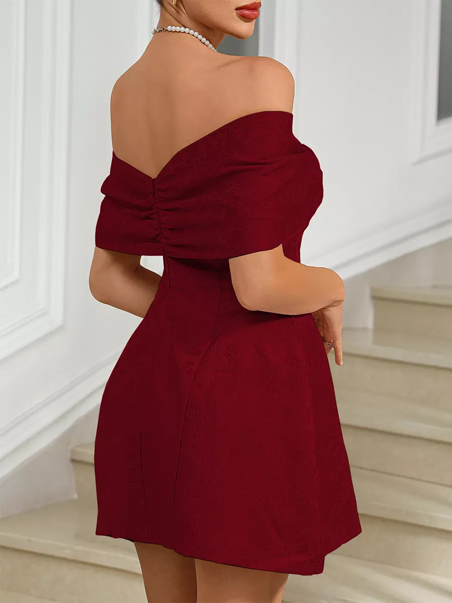 Elegant Off-Shoulder Backless Zipper Party Mini Party Dress - Image 8