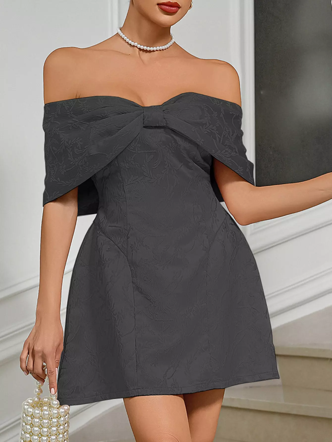Elegant Off-Shoulder Backless Zipper Party Mini Party Dress - Image 9