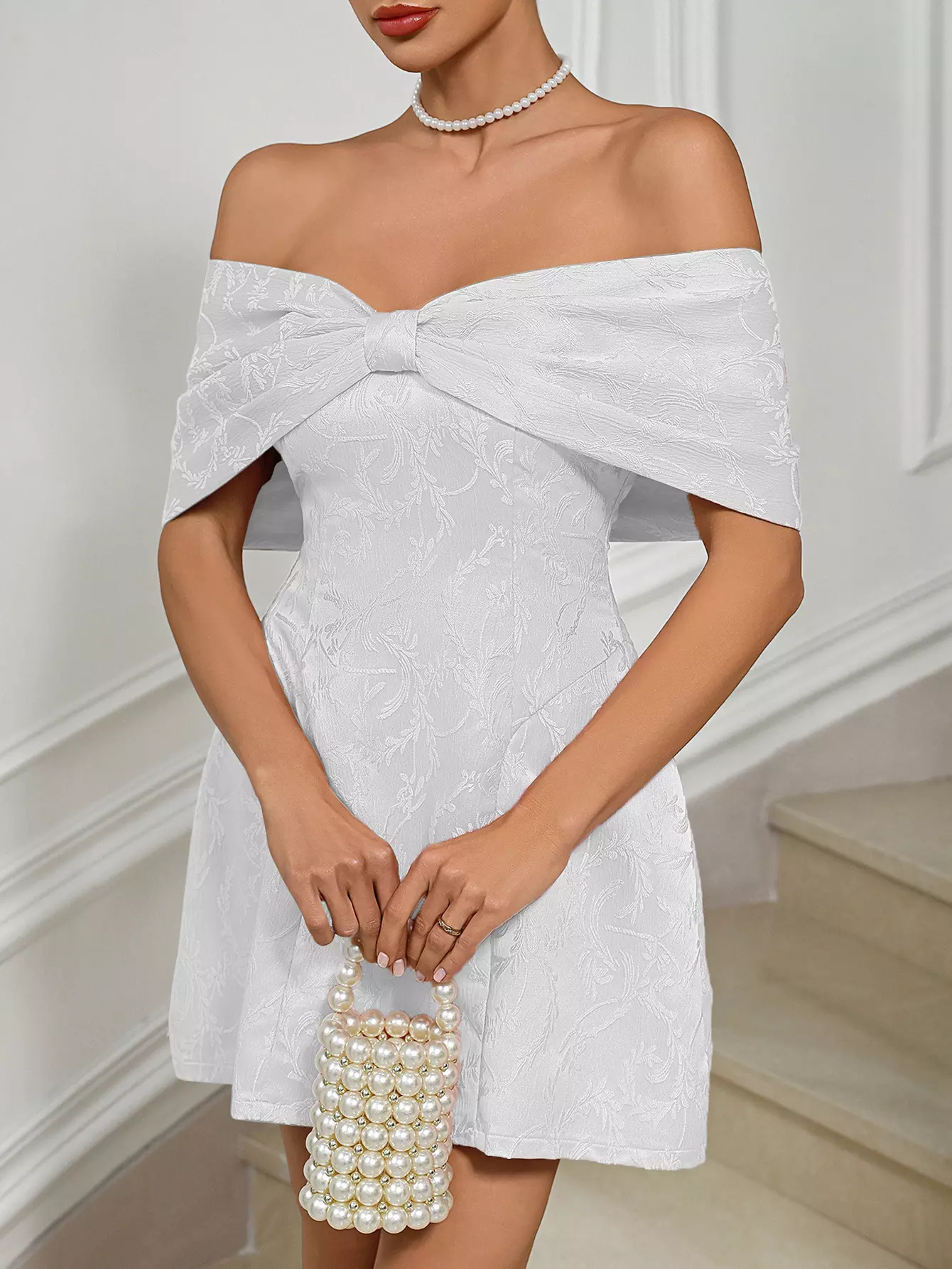 Elegant Off-Shoulder Backless Zipper Party Mini Party Dress - Image 5