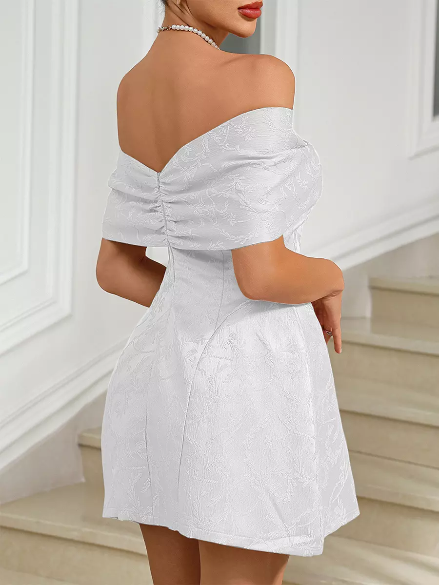 Elegant Off-Shoulder Backless Zipper Party Mini Party Dress - Image 6