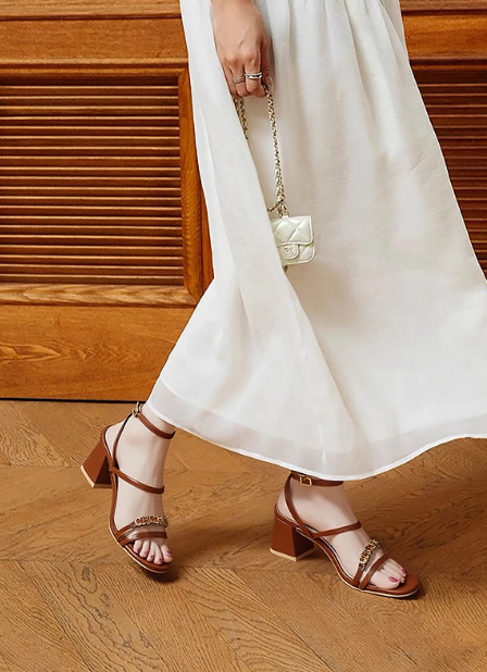 Elegant Office Style Strap Commuting Square High Heels Sandal - Image 3