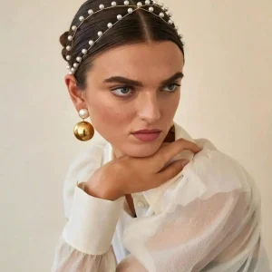 Elegant Pearl Cross Simple Multi-Layer Alloy Headband Bride Wedding Headband