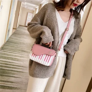 Elegant Piano Design PU Leather Messenger Coin Pocket Crossbody Shoulder Bag