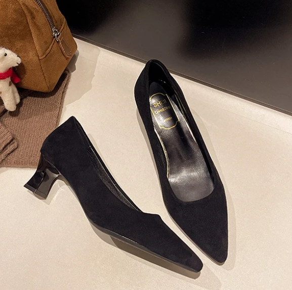 Elegant Latex Foam Pointed Toe Shallow High Heel Pumps - Image 7