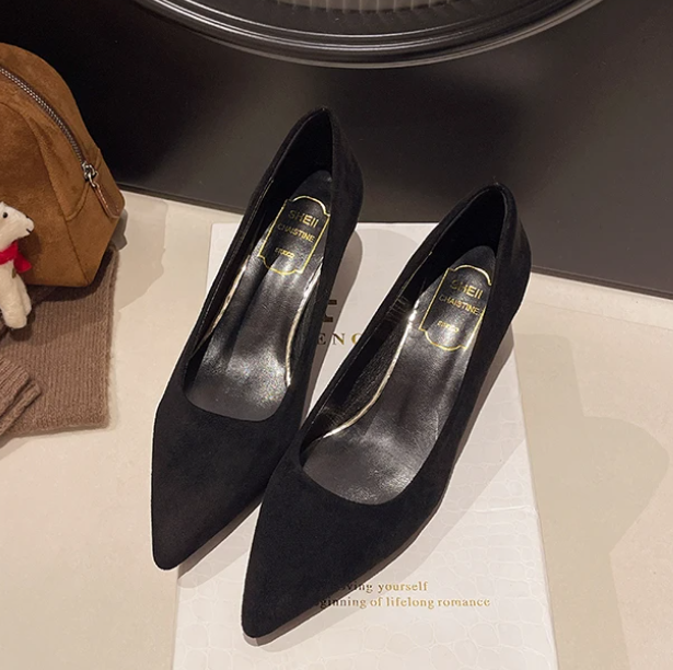 Elegant Latex Foam Pointed Toe Shallow High Heel Pumps - Image 6