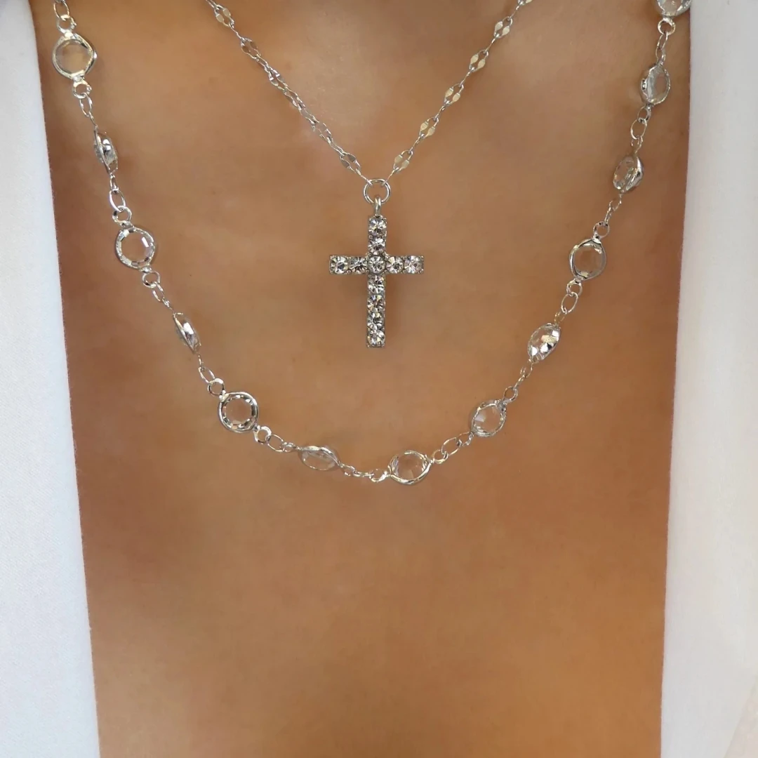 Elegant Rainbow Crystal Gemstone Retro Colored Zircon Simple Clavicle Chain Choker Necklace - Image 2