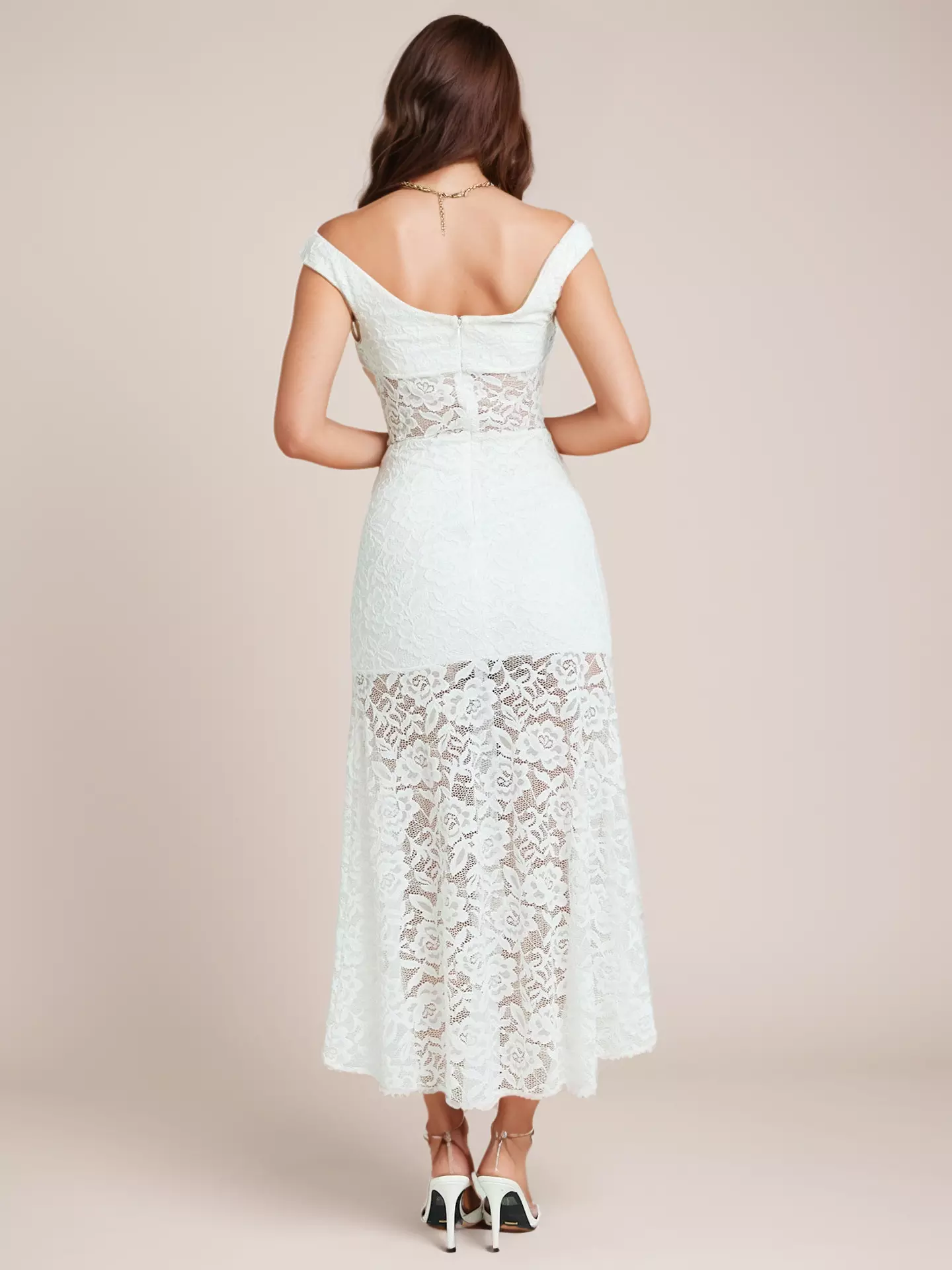 Elegant Sheer Lace Sleeveless Maxi Dress With High Slit - Image 7