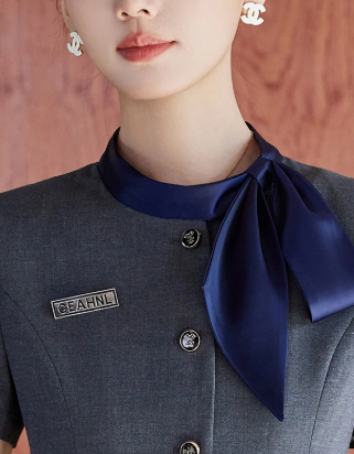 Elegant Short Sleeve Bow Collar Office Style Blazer And Skirt 2 Piece Suit - Image 11