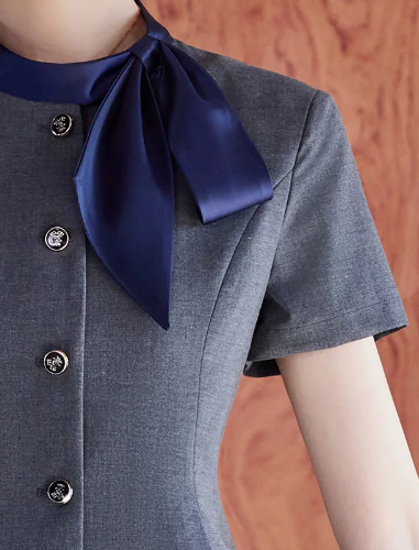 Elegant Short Sleeve Bow Collar Office Style Blazer And Skirt 2 Piece Suit - Image 10