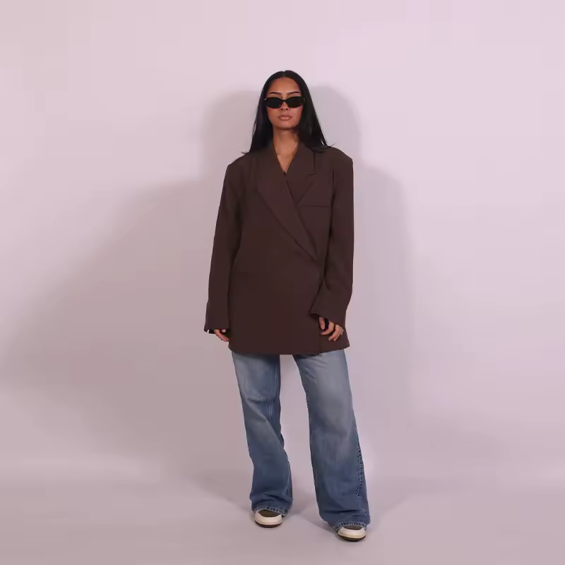 Elegant Standard Short Sleeve Office Lapel Button Shoulder Pad Blazer - Image 2