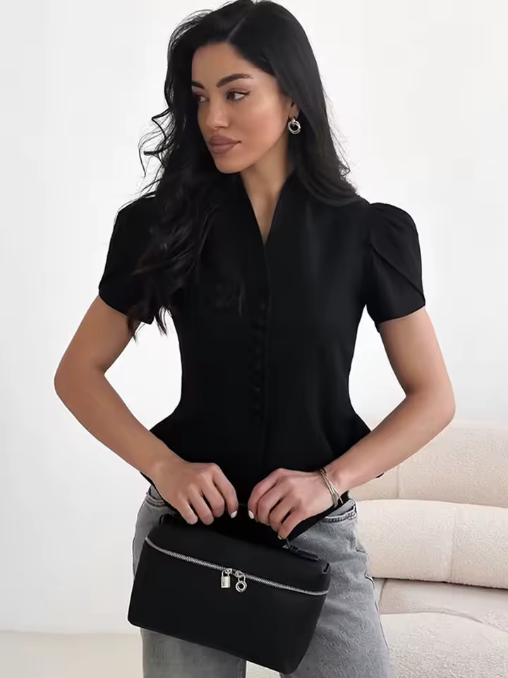 Elegant Sleeve Stand Collar Single Breasted Waist Slim Blazer - Image 4