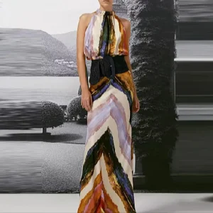 Elegant Sleeveless O-neck Vintage Commute 2PC Leisure Pleated Dress