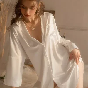 Elegant Solid Color Chiffon Indoor Cut Out Lingerie