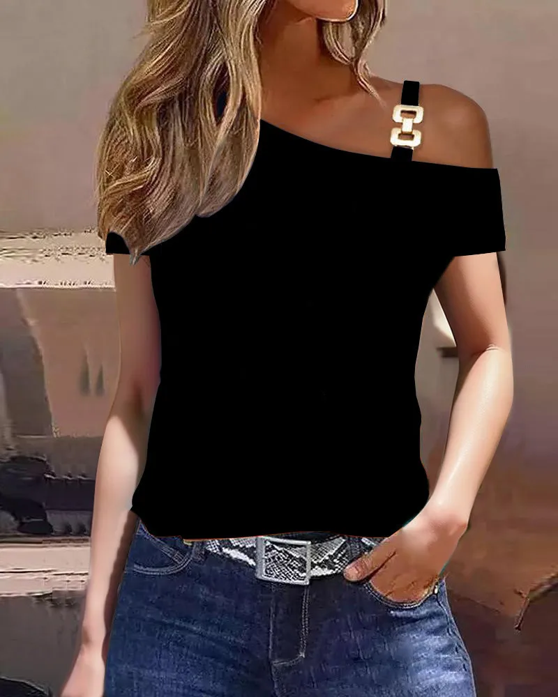 Elegant Solid O Neck Simple All Match Ruffles Short Sleeve Loose T Shirt