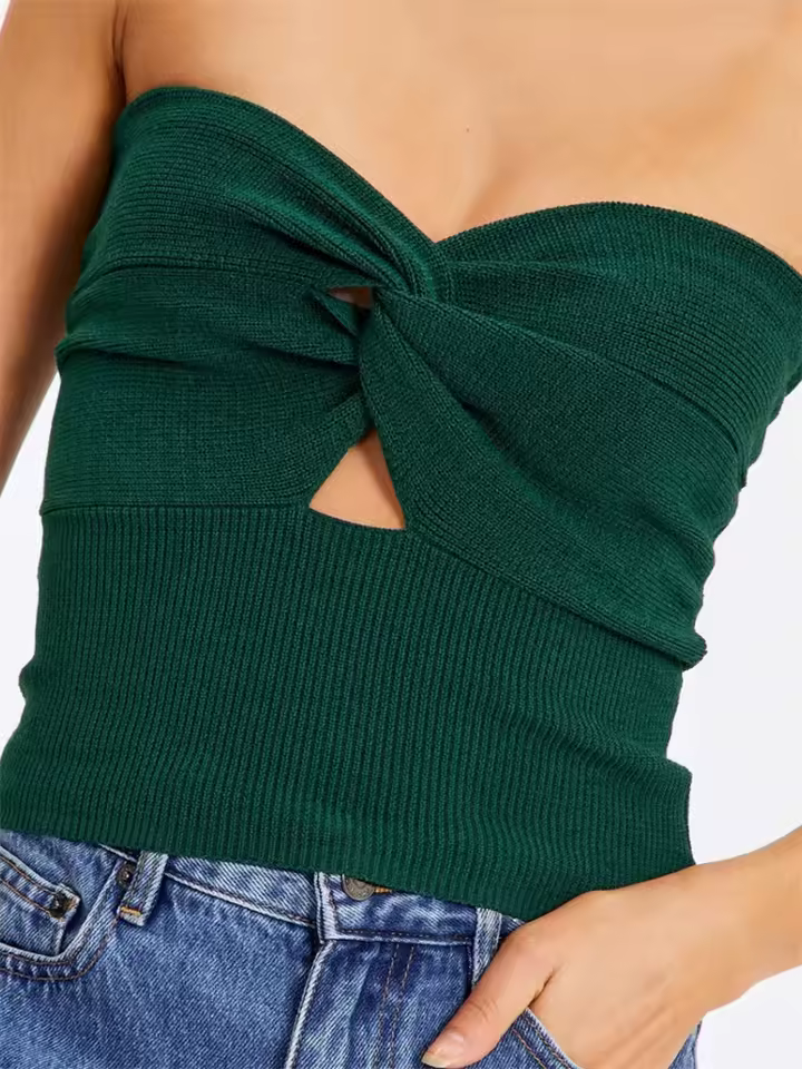 Elegant Strapless Backless Off Shoulder High Street Tank Top - Image 6