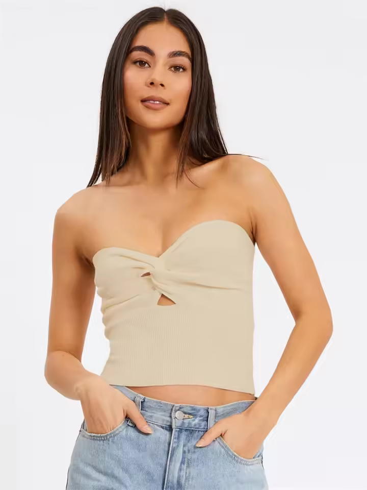 Elegant Strapless Backless Off Shoulder High Street Tank Top