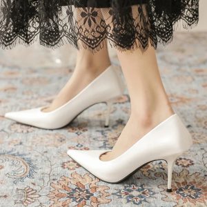 Elegant Stripper Pointed Toe Slip On Wedding Guest Thin High Heels Pumps