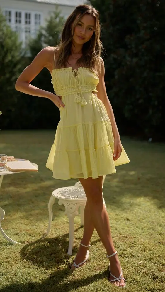 Elegant Sweet V Neck Tassel Decoration Sleeveless Backless Mini Dress - Image 14