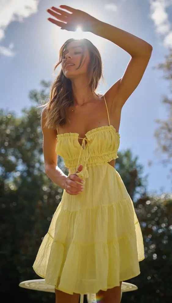 Elegant Sweet V Neck Tassel Decoration Sleeveless Backless Mini Dress - Image 17