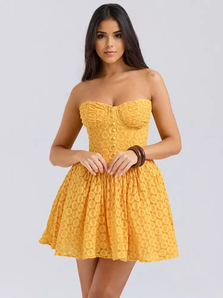 Elegant Sweetheart Neckline Backless Graduation Dating Lace Sundress - Image 4