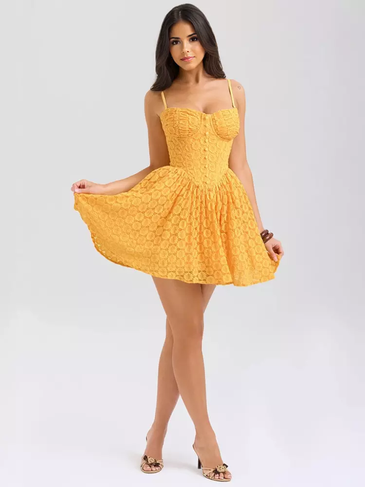 Elegant Sweetheart Neckline Backless Graduation Dating Lace Sundress - Image 2