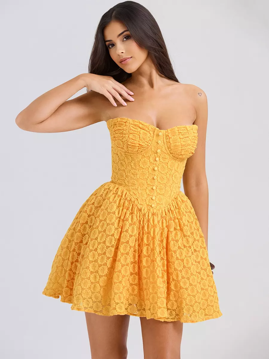 Elegant Sweetheart Neckline Backless Graduation Dating Lace Sundress - Image 3